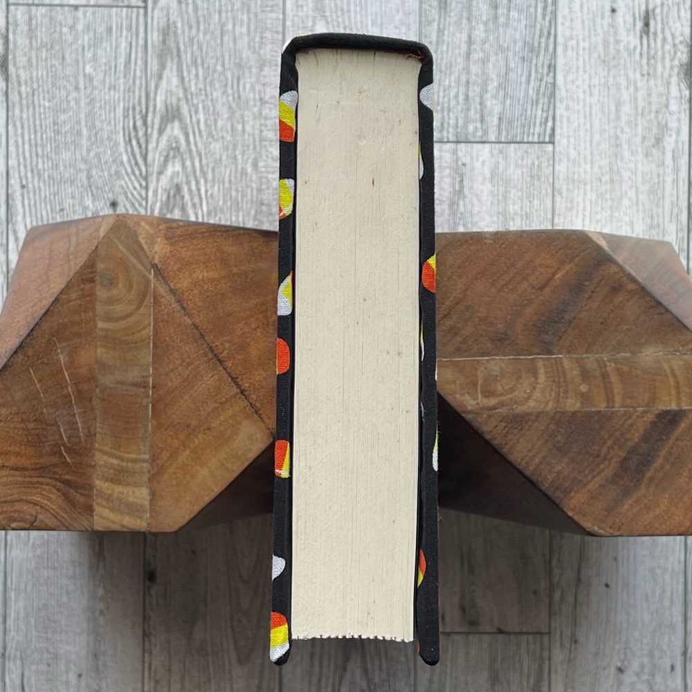 New Halloween Linen Wrapped Decorative Book Candy Corn Hand-Wrapped Spooky Decor - Picture 4 of 7